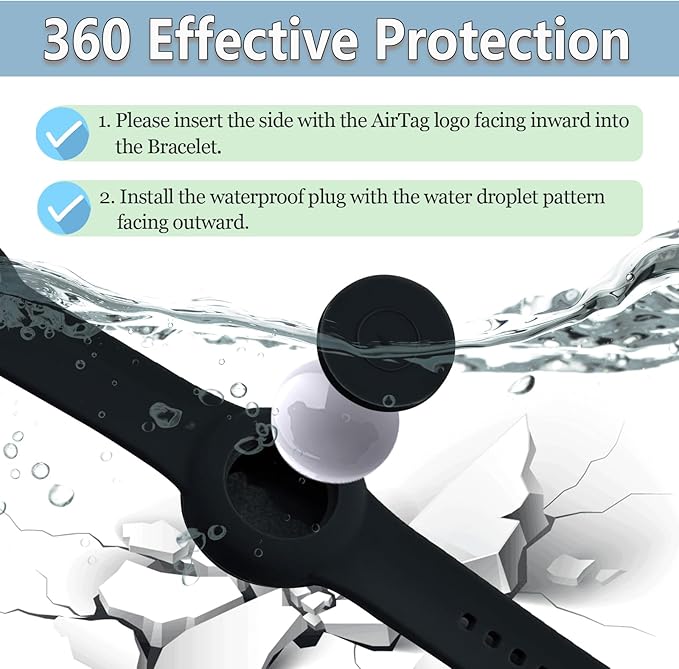 Waterproof Bracelet for AirTag Kids, Personalized Initial Letter Hidden Holder Compatible with Air Tag, Silicone Case for Airtag Adjustable Anti-Lost GPS Tracker for Toddler Child Elder, E