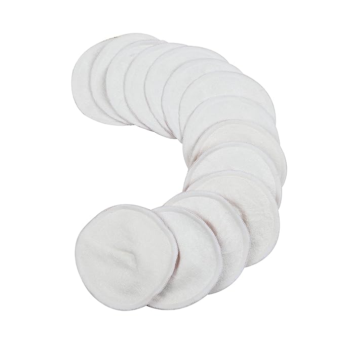 wegreeco Nursing Breast Pads (14 Pack) + Laundry Bag & Travel Storage Bag, 4.7 inch - Washable & Reusable Breastfeeding Nursing Pads (Mild, Large, Contoured Shape)