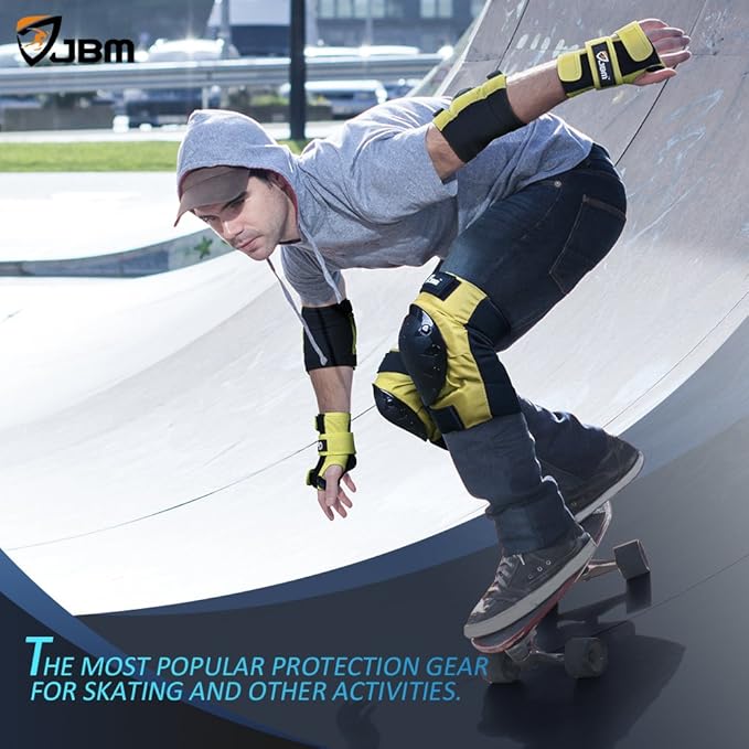 JBM Adult & Kids Knee Pads Elbow Pads and Wrist Guards for Inline Skating, Roller Skating, Skateboarding, Scootering