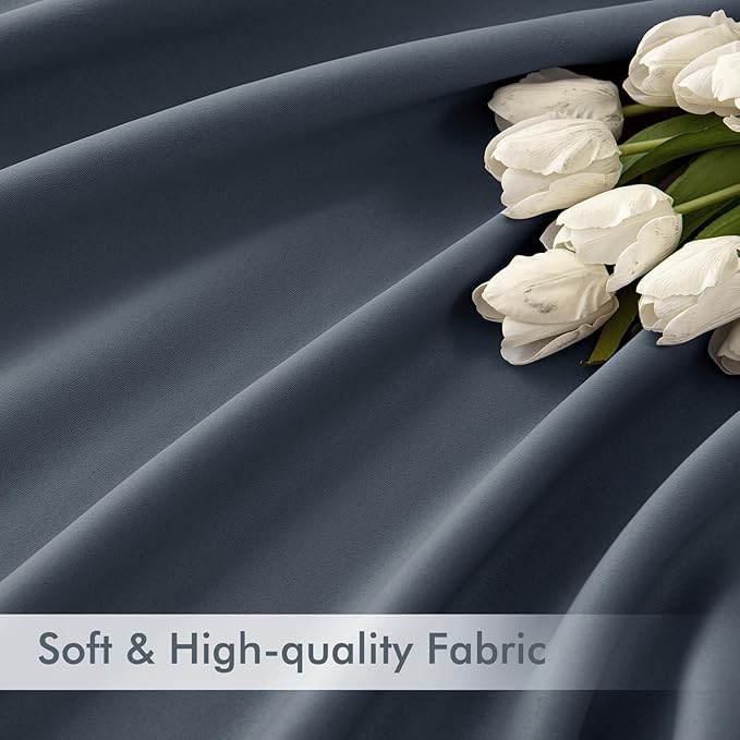 MIULEE Stone Blue Back Tab Blackout Curtains 72 Inch Length 2 Panels Set for Living Room Bedroom Privacy, Rod Pocket/Pinch Pleat Thermal Insulated Room Darkening Pleated Light Blocking Drapes