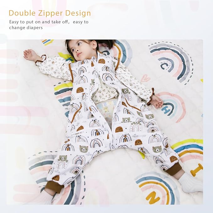 Baby Toddler Sleep Sack with Feet 2.5 TOG Winter, Wearable Blanket with Legs, Toddler Sleeping Sack Long Sleeve (Bear, 3T-5T)