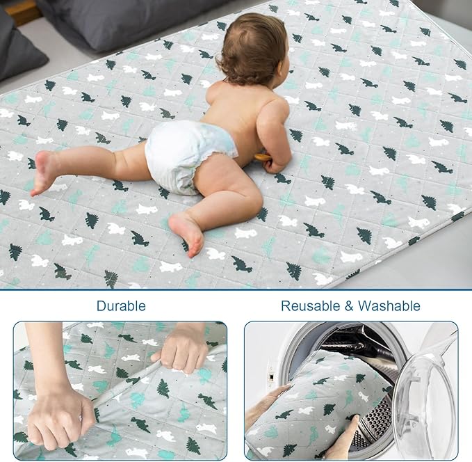 Potty Training Bed Pad - 100% Waterproof, Twin & Toddler Bed Wetting Protection, Reusable, Non Slip, Easy to Change, Washable, Grey