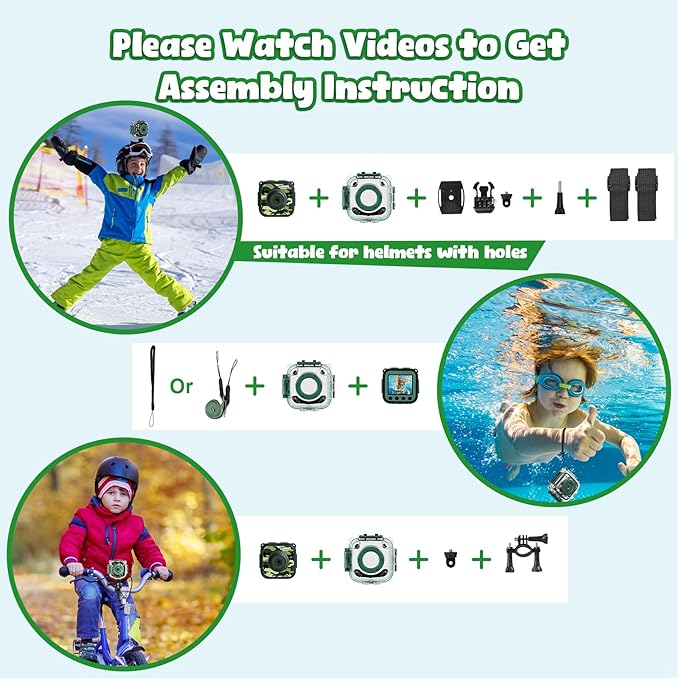 PROGRACE Kids Waterproof Camera for Boy Toys-Underwater Video Camera for Kids 1080P HD Camcorder Toy Gift Boys 3 4 5 6 7 8 9 10 11 12 Year Old Vlogging YouTube Children Digital Cameras Build-in Games