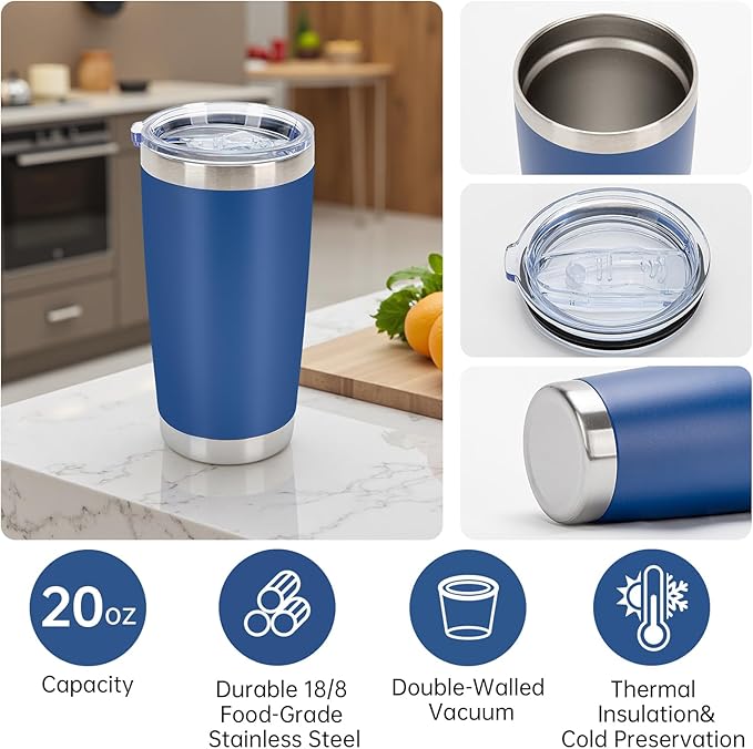 IEOVIEE 32 Pack 20oz Stainless Steel Bulk Tumblers with Lids and Straws Double Wall Insulated Travel Mug Durable Powder Coated Tumbler Bulk Cup for Cold and Hot Drinks(Mixed color)