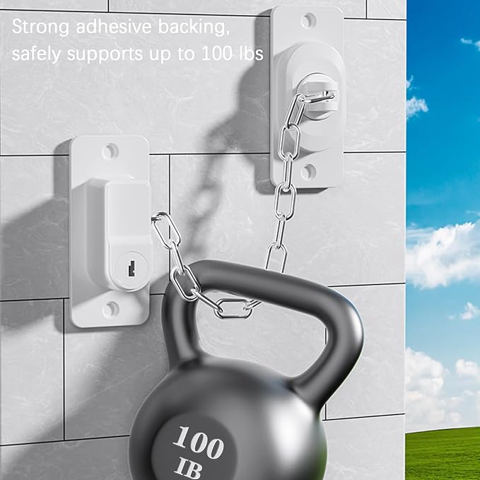 Child Proof Door Lock (2 Pack), Door Locks for Kids safety & Cat Door Latch, for Fridge Lock, Cabinet Locks, Window Locks and Baby Proofing, Strong non-marking Adhesive No Drilling (White)