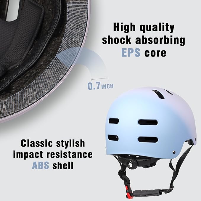 Skateboard Bike Helmet for Adults Women Men Youth Kids (2-3-5-8-14+ Years Boys Girls) - Lightweight Multi-Sport Adjustable Helmets for Bicycle Skateboard Scooter Skate Cycling