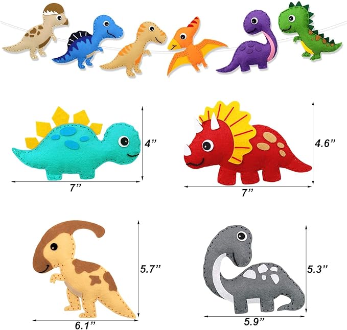CiyvoLyeen Dinosaur Sewing Craft Kit DIY Kids Craft and Sew Set for Girls and Boys Educational Beginners Sewing Stuffed Animal Felt Plush Ornaments Set of 14 Sewing Kits for Kids Age 8 9 10 11 12