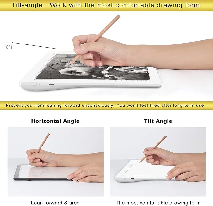 A4 Rechargeable LED Tracing Light Box with Carry Bag, ELICE Wireless Battery Powered Light Pad Artcraft Lightpad Cordless Light Board for Diamond Painting Drawing Sketching Weeding Vinyl (White)