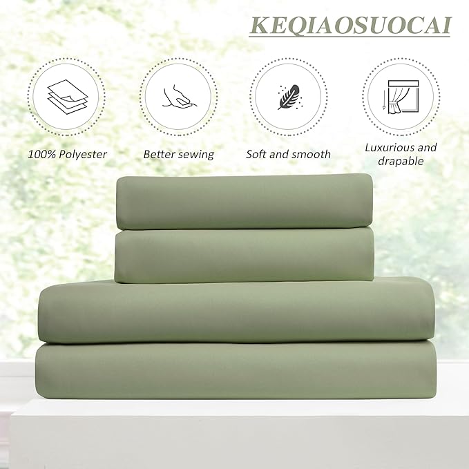 KEQIAOSUOCAI Sage Green Pinche Pleat Curtains 45 Inches Long Thermal Insulated Dark Black Out Short Drapery for Bedroom Light Blocking Window Covering Room Darkening Drapes for Nursery 40x45 2 Pieces