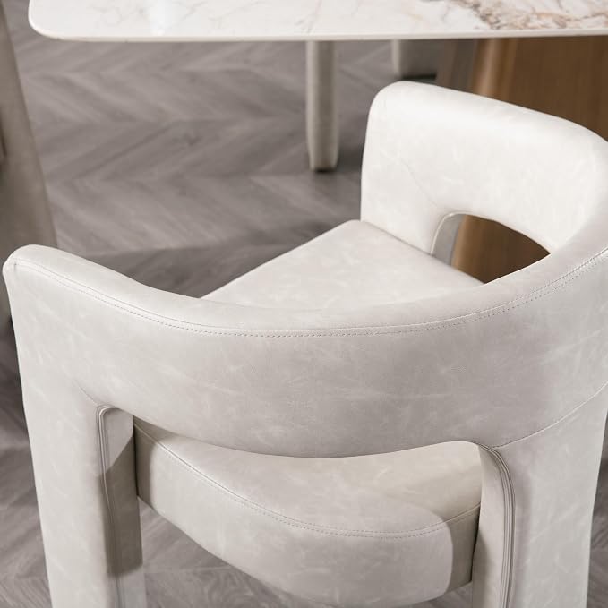 BESTANO Set of 2 Modern PU Leather Upholstered Dining Chairs - Image 5