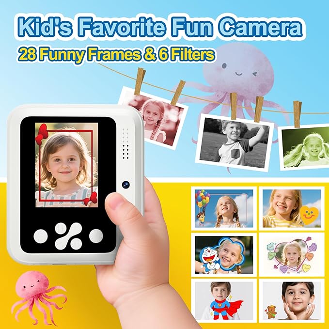 OTJ Kids Camera Instant Print - 1080P Kids Instant Cameras That Print Photos with 32GB Card - Daurable Kid Digital Camera Birthday Gift for Girls and Boys 3 4 5 6 7 8 9 10 Year Old