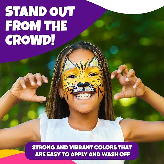 Blue Squid Face Painting Kit for Kids – 18 Colors Kids Face Paint Kit Palette with Stencils & Guided Tutorial, Water Activated Non Toxic Washable Professional Facepaint body set Halloween Party Makeup