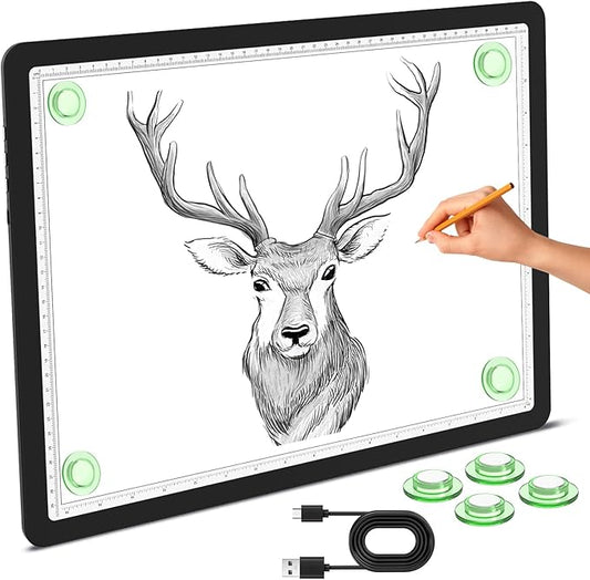 Phylosal Magnetic A3 Light Pad, Super Bright Light Box with Side Button, Diamond Art Light Board, Lightbox for Tracing and Drawing, USB Power Artcraft Light Table for Sketching, Weeding Vinyl (Black)