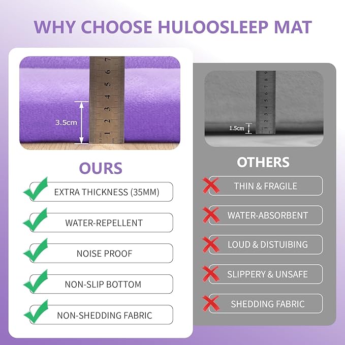 Baby Play Mat for Floor,1.3" Thick Elasti-Foam 50x50 Playpen Mat for Toddlers Infant Kids,Water-Repellent Soft Coral Velvet for Tummy Time,Non-Slip Backing for Crawling,Tatami Style(Lavender)