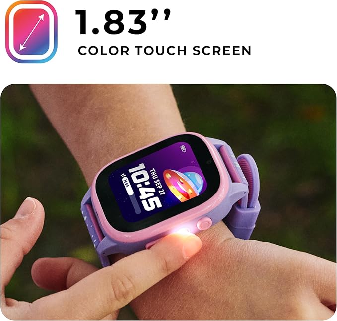 PlayZoom 4 Kids Smartwatch – 1.83” Color Touchscreen, 25+ Games, Selfie Camera, Audiobooks, Songs, Step Tracker, Parental Controls, Waterproof, for Ages 4-12 (Purple Unic)