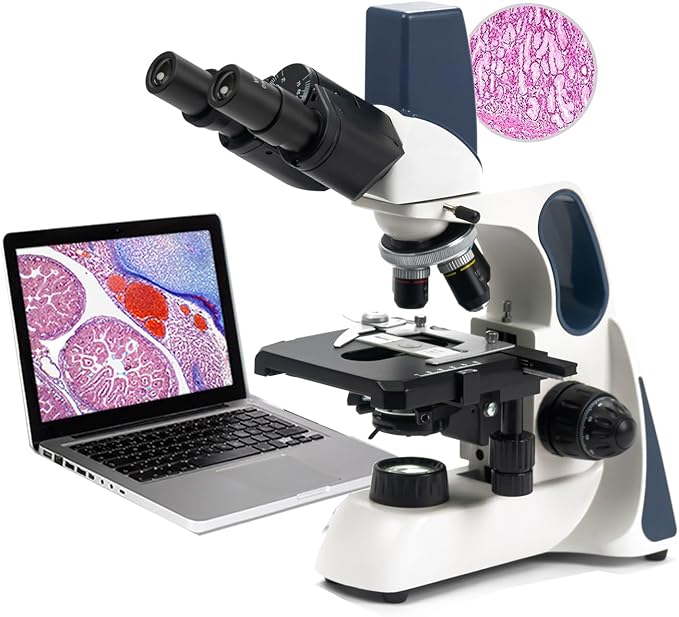 SWIFT Student Professional LED Binocular Compound Microscope with a Built-in 3MP Digital Camera,Siedentopf Head,Research-Grade,Mechanical Stage,Ultra-Precise Focusing,3W LED for Adults Lab