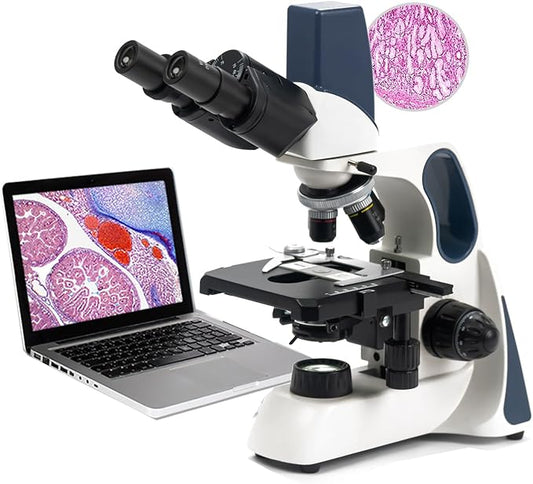 SWIFT Student Professional LED Binocular Compound Microscope with a Built-in 3MP Digital Camera,Siedentopf Head,Research-Grade,Mechanical Stage,Ultra-Precise Focusing,3W LED for Adults Lab