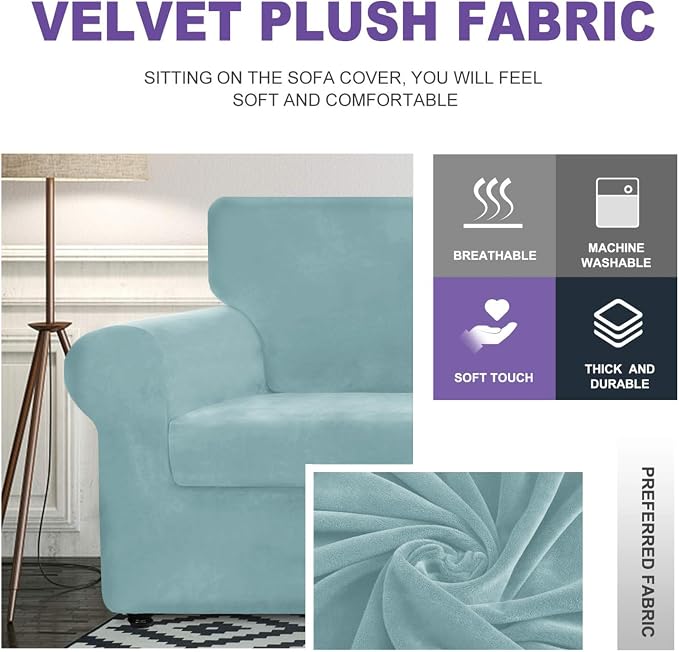ZNSAYOTX Oversized Velvet 3 Piece Couch Cover - Image 3