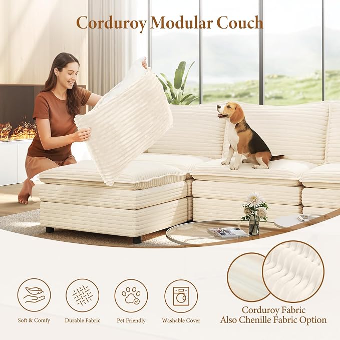 Vesgantti 142" Oversized Sectional Sofa Bed, 8-Seater Modular Sleeper Cloud - Image 6