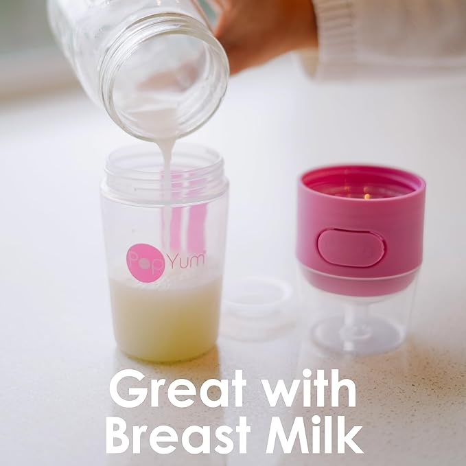 PopYum 9 oz Pink Anti-Colic Formula Making/Mixing/Dispenser Baby Bottles, 2-Pack with #2 Medium Flow Nipples, 260 ml, BPA-Free, Natural Latch