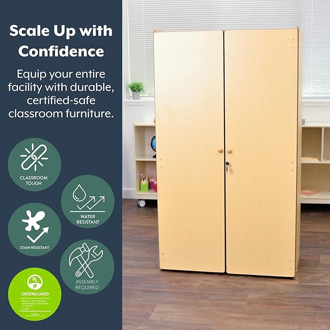 Angeles Value Line Teacher's Storage Cabinet, Classroom Shelves and Daycare Furniture, Lockable Storage Cabinet, 36" L x 19" W x 63" H