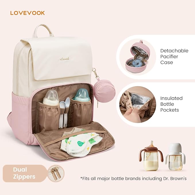 LOVEVOOK Diaper Bag Backpack, Baby Travel Bags for Boys & Girl, Toddler Waterproof Diaper Bag w/Changing Pad, Stroller Straps, Pacifier Case, Newborn Essentials Must Haves Mom