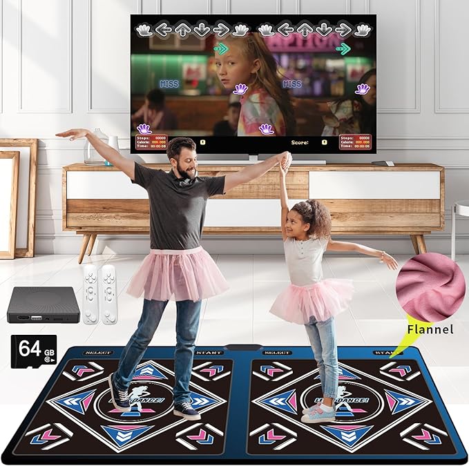 Music Dance Mat for Kids & Adults,Ideal for Fitness Dance Games,899 Games,64GB Memory Card,75 Music Videos,650 Songs.Made of Premium Flannel,for TV use,a Luxurious Gift for Children