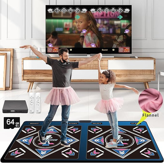 Music Dance Mat for Kids & Adults,Ideal for Fitness Dance Games,899 Games,64GB Memory Card,75 Music Videos,650 Songs.Made of Premium Flannel,for TV use,a Luxurious Gift for Children