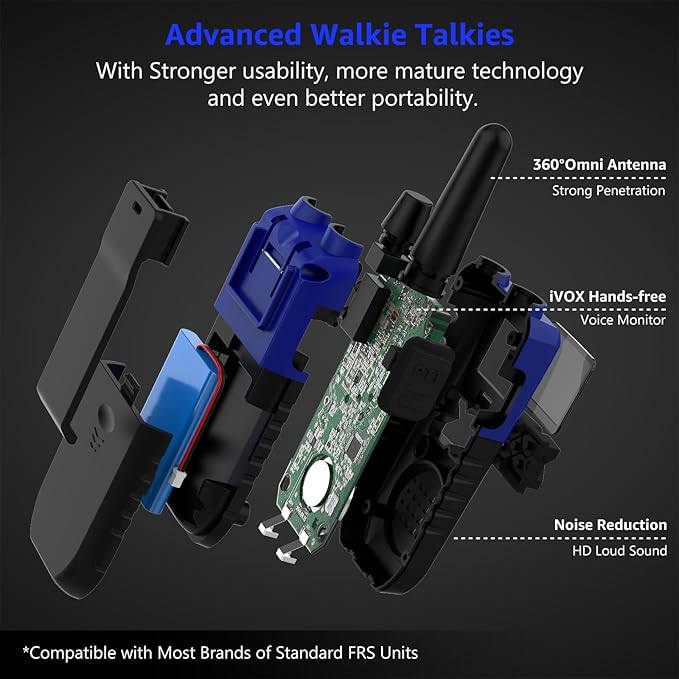 Walkie Talkies Rechargeable for Adults Long Range with Earpiece NOAA Weather Alert, Multi-purpose 2 Way Radio 6 Pack for Team Work Senior Care Kid Adventure Family Camping Hiking Skiing Cruise