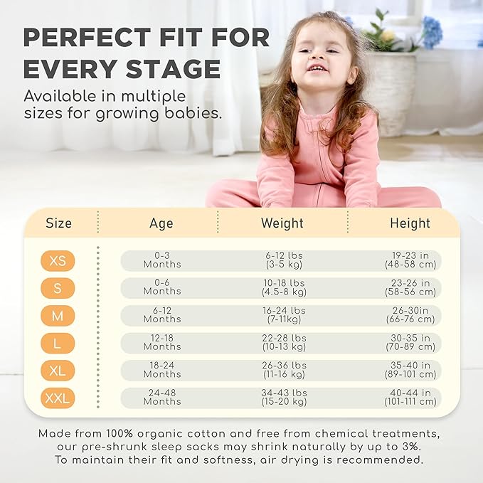 Mama Cheetah Baby Sleep Sack with Sleeves, 0.5 TOG Organic Cotton Wearable Blanket and Two-Way Zipper, Swaddle Transition Long Sleeve Sleeping Bag for Newborn Infant Toddler, 18-24 Months