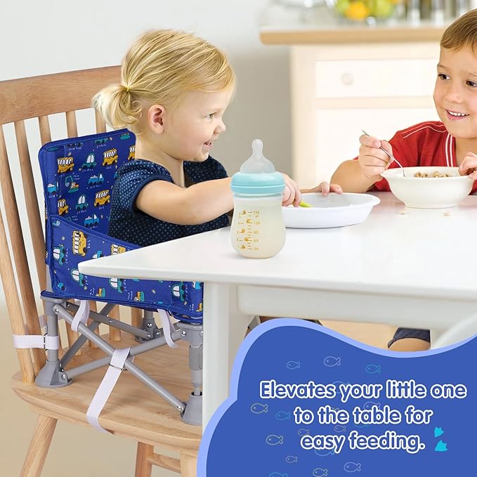 Portable Baby Booster Seat with Tray, Toddler Booster seat for Dining, Camping, Travel, Baby Beach Chair 6 Months to 3 Years Old Indoor Outdoor Use CH2406