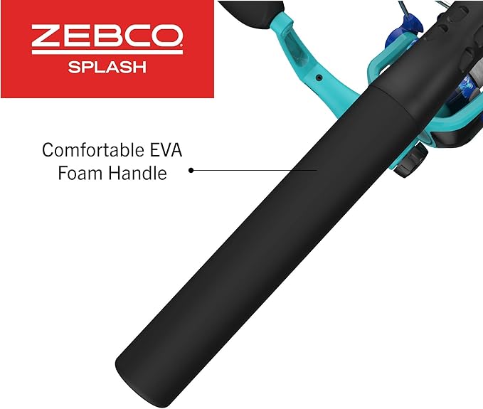 Zebco Splash Junior Spinning Reel and Fishing Rod Combo, 4-Foot 2-Piece Fishing Pole, Size 10 Reel, Changeable Right- or Left-Hand Retrieve, Pre-Spooled with 6-Pound Zebco Line