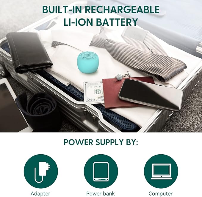 Babelio White Noise Sound Machine for Adults Kids Baby, Mini, 15 Non-looping Sounds, Timer, Memory Function, Easy to Pocket and Travel Cyan