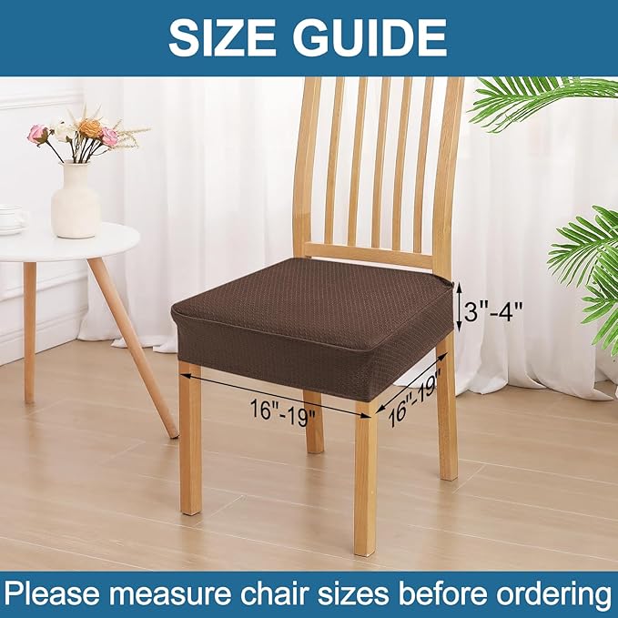 Smiry Waterproof Seat Covers for Dining Room Chairs Set of 8, Stretch Jacquard - Image 2
