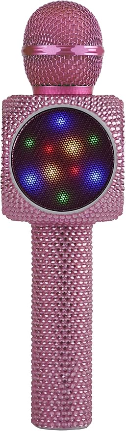 Sing-Along Bling Bluetooth Karaoke Microphone and Bluetooth Stereo Speaker All-in-One (Pink Bling)