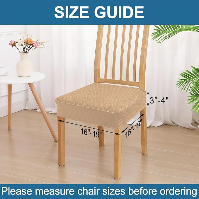 Smiry Waterproof Seat Covers for Dining Room Chairs Set of 8, Stretch Jacquard - Image 2