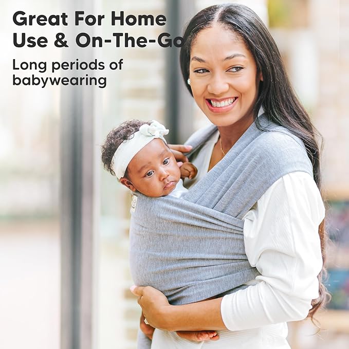 KeaBabies Baby Wrap Carrier - All in 1 Original Baby Carrier Newborn to Toddler Sling, Easy to Wear, Hands Free Bonding, Lightweight, Breathable Infant Wraps (Stone Gray)