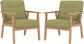 Modern Accent Chair with Arm Rest Set of 2, Upholstered Linen Fabric Leisure by Unknown