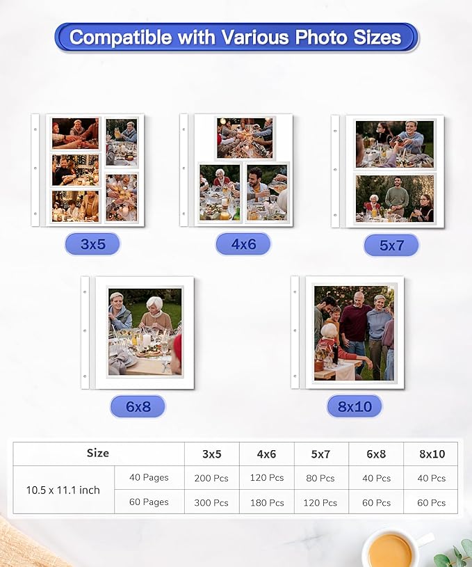 Popotop Photo Album Self Adhesive Scrapbook Album for 4x6 5x7 8x10 Pictures DIY Photo Book as Scrapbooking Supplies Kits, Birthday Gifts for Women Mom Wedding Baby Family Travel