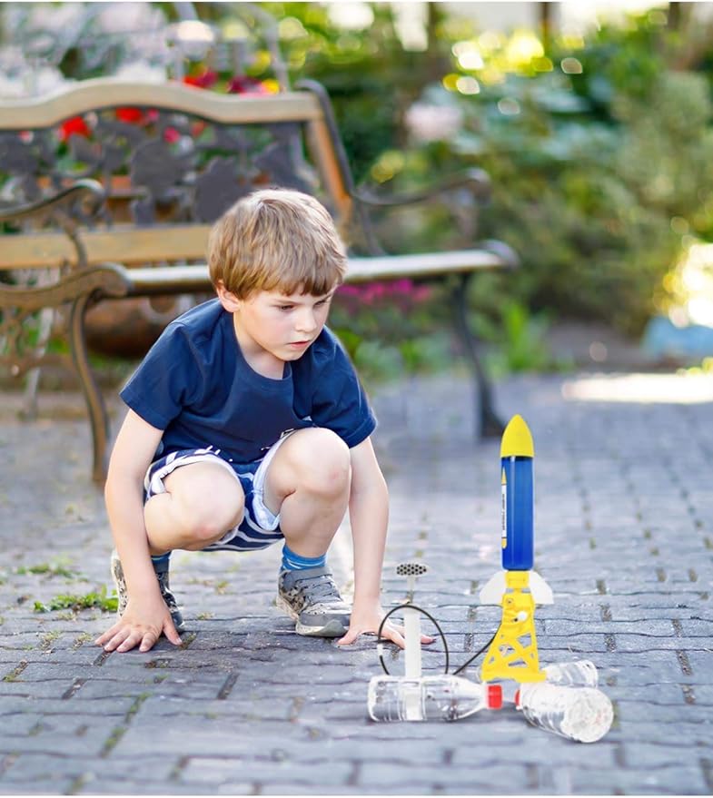 PLAYSTEM Outdoor Water Powered Rocket Physics Learning Set-with Rocket Tail, Body and Pump DIY Rocket Science Experiment Kit- Space STEM Outdoor Toys Gift for Kids,Teens, Boys & Girls