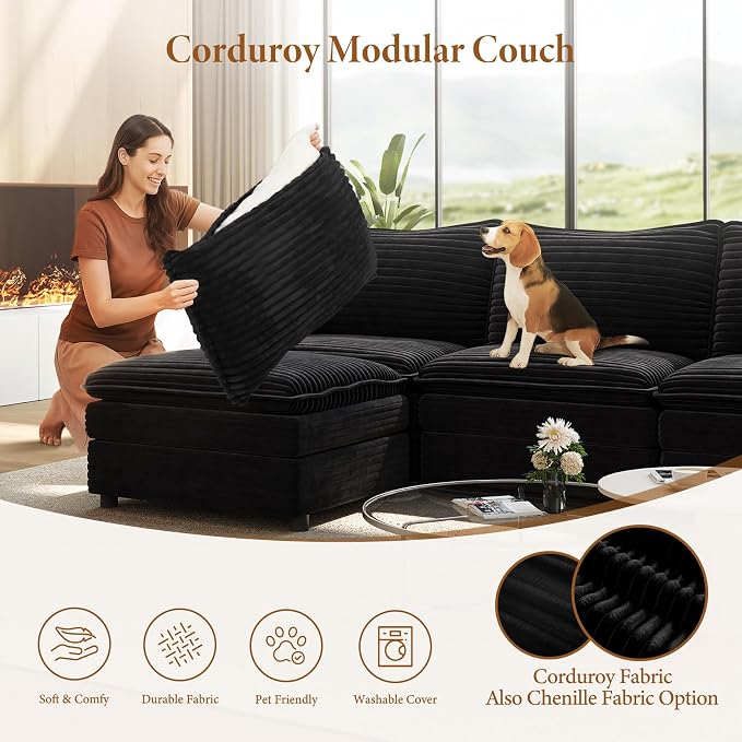 Vesgantti 142" Cloud Couch Sectional Modular Sofa, Comfy Sectional Couch - Image 6