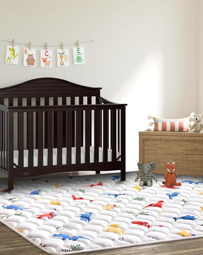 Odorless Premium Foam Baby Play Mat 79" x 59", Soft Microfiber Fabric Crawling Mat for Floor- Comfortable and Hypoallergenic, Non-Slip Cushioned Floor Playpen mat for Infants,Babies,Toddlers