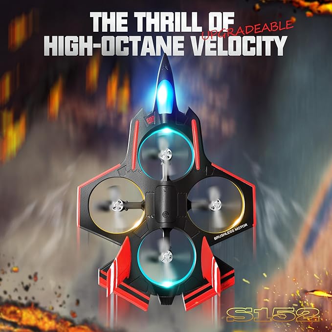 BEZGAR Brushless RC Plane with Camera | 2.4GHZ Remote Control Airplane, 6-axis Gyro Drones for Kids, RC Helicopter, 360°Flip Jet Fighter for Beginners with LED Navigation Lights and Two Batteries