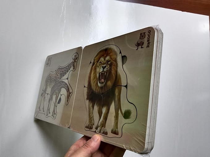 QUOKKA Realistic Wooden Puzzles for Toddlers 1-3 Year Old - 5,9 x5,9 Inches Kids Puzzles Ages 2-4 - Safari Montessori Toddler Toys - Motor Skills Games Gifts for Boys and Girls