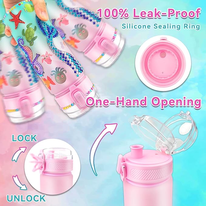 EDsportshouse Decorate Your Own Water Bottle Kits for Girls Age 4-6-8-10,Mermaid Painting Crafts,Fun Arts and Crafts Gifts Toys for Girls Birthday Christmas(Mermaid)