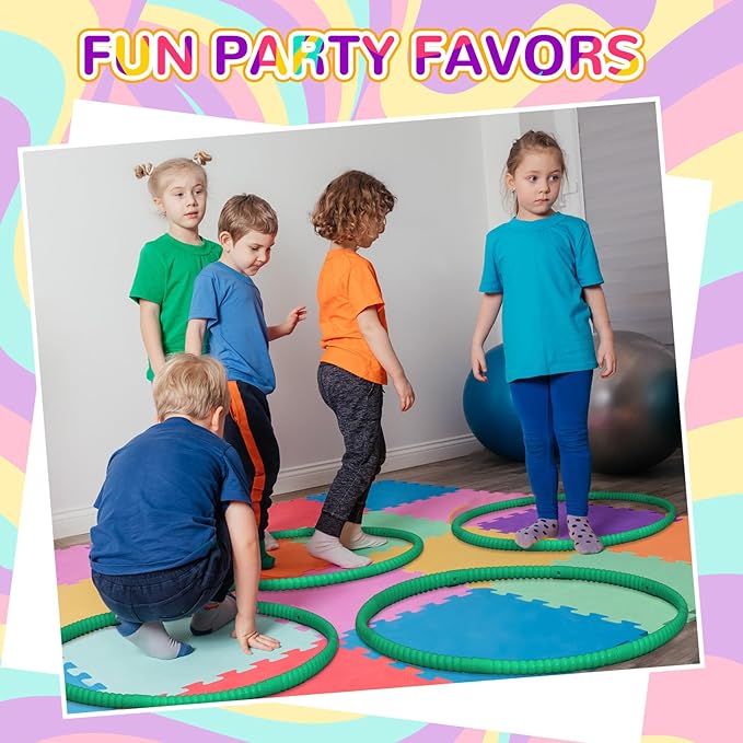 Shappy 6 Pcs Exercise Hoop Detachable Adjustable Plastic Toy Playground Toys Colored Hoop Circles for Teens Games Gymnastics Dog Agility Equipment Party Decor