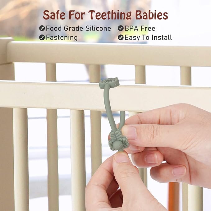 Toy Safety Straps, Silicone Pacifier Clips, Adjustable Stretchable Sippy Cup Straps for Strollers, High Chair, Cribs, Hanging Baskets, Car Seat, Shopping Trolley