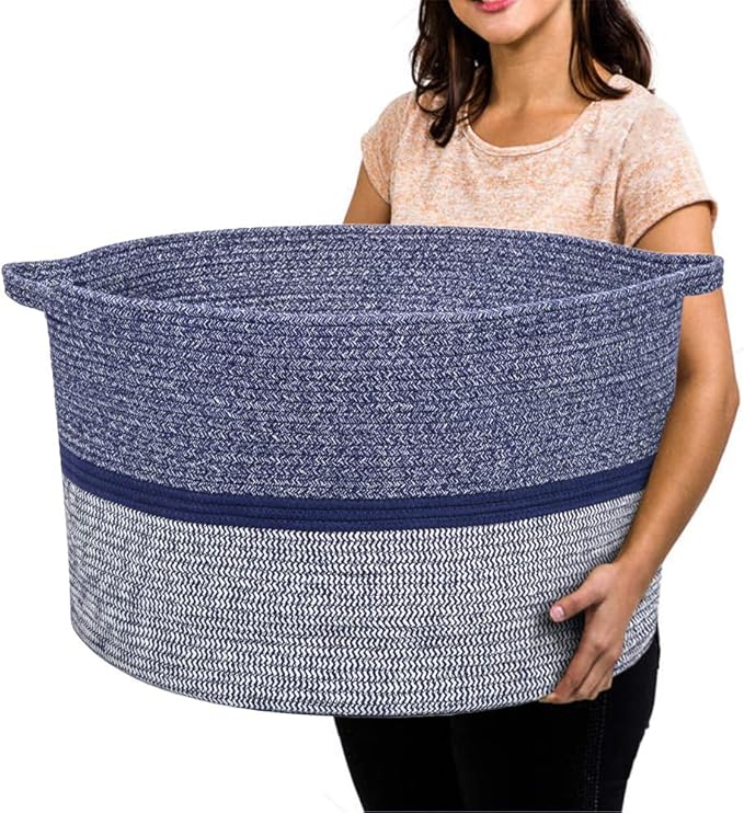 Extra Large Storage Basket - Soft Woven Organizer, 22" x 14"