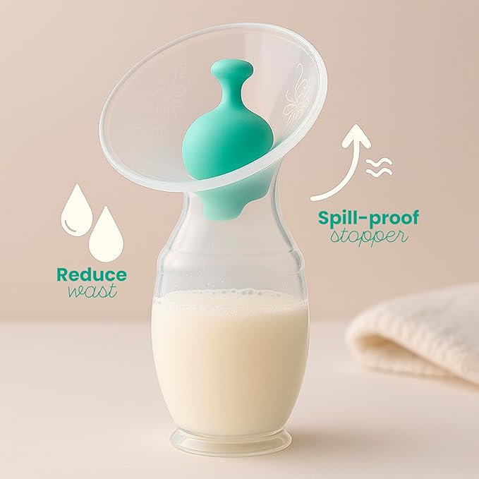 Manual Breast Pump - Breast Milk Collector - Manual Breast Milk Extractor - Breast Milk Extractor Pump - Breastfeeding Pump - Breast Milk Container with Lid and Stopper, BPA and PVC Free