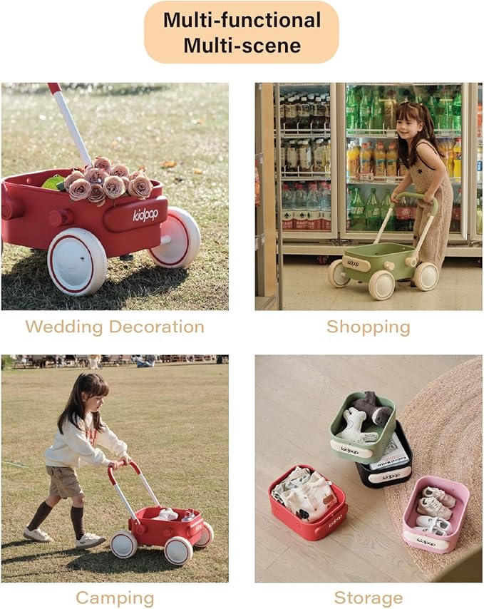 PULA Baby Push Walker with Wheels Toddler Wagon for First Learner Baby Toys 6-12 Months, 1 Year Old Birthday Gifts, Indoors and Outdoors (Black)